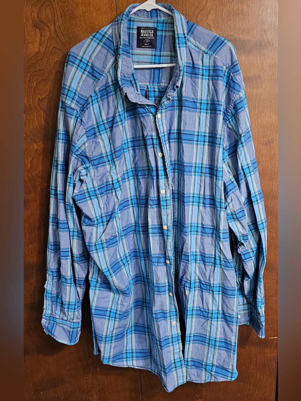 Men's Nautica 4xlt Long Sleeve Button Down Plaid Shirt